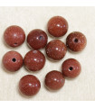 Perles rondes Goldstone - 8mm - Lot de 10 perles - Pierre en Verre et Cristaux de cuivre