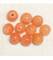 Perles en pierre naturelle ou Gemme - Jade Orange Opaque Teintée - 6mm - Lot de 10 perles