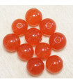 Perles en pierre naturelle ou Gemme - Jade Orange Teintée - 10mm - Lot de 10 perles