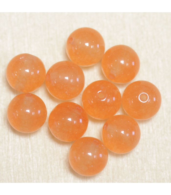 Perles en pierre naturelle ou Gemme - Jade Orange Teintée - 4mm - Lot de 10 perles