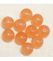 Perles en pierre naturelle ou Gemme - Jade Orange Teintée - 4mm - Lot de 10 perles