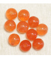 Perles en pierre naturelle ou Gemme - Jade Orange Teintée - 6mm - Lot de 10 perles