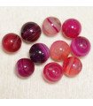 Perles en pierre naturelle ou Gemme - Agate Teintée Rose - 10mm - Lot de 10 perles