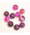 Perles en pierre naturelle ou Gemme - Agate Teintée Rose - 4mm - Lot de 10 perles