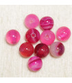 Perles en pierre naturelle ou Gemme - Agate Teintée Rose - 6mm - Lot de 10 perles