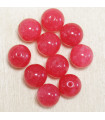 Perles en pierre naturelle ou Gemme - Jade Rose Teintée - 10mm - Lot de 10 perles