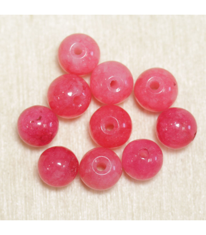 Perles en pierre naturelle ou Gemme - Jade Rose Teintée - 4mm - Lot de 10 perles