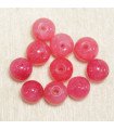 Perles en pierre naturelle ou Gemme - Jade Rose Teintée - 4mm - Lot de 10 perles
