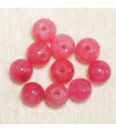Perles en pierre naturelle ou Gemme - Jade Rose Teintée - 6mm - Lot de 10 perles