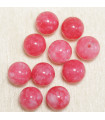 Perles en pierre naturelle ou Gemme - Jade Rose Teintée - 8mm - Lot de 10 perles
