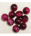 Perles en pierre naturelle ou Gemme - Oeil Du Tigre Rose - 10mm - Lot de 10 perles
