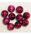 Perles en pierre naturelle ou Gemme - Oeil Du Tigre Rose - 4mm - Lot de 10 perles