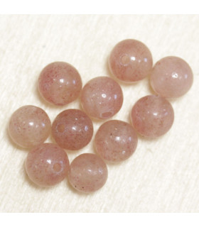 Perles en pierre naturelle ou Gemme - Quartz Fraise - 6mm - Lot de 10 perles