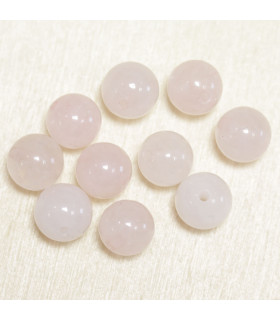 Perles en pierre naturelle ou Gemme - Quartz Rose - 8mm - Lot de 10 perles