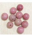 Perles rondes en Rhodonite - 4mm - Lot de 10 perles - Pierre naturelle ou Gemme