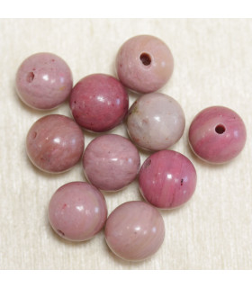 Perles en pierre naturelle ou Gemme - Rhodonite - 8mm - Lot de 10 perles