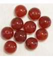 Perles en pierre naturelle ou Gemme - Cornaline - 10mm - Lot de 10 perles