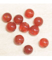 Perles rondes en Cornaline - 4mm - Lot de 10 perles - Pierre naturelle ou Gemme