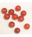 Perles en pierre naturelle ou Gemme - Cornaline - 4mm - Lot de 10 perles