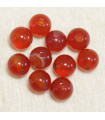 Perles en pierre naturelle ou Gemme - Cornaline - 6mm - Lot de 10 perles