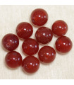 Perles rondes en Cornaline - 8mm - Lot de 10 perles - Pierre naturelle ou Gemme