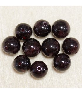 Perles en pierre naturelle ou Gemme - Grenat - 8mm - Lot de 10 perles