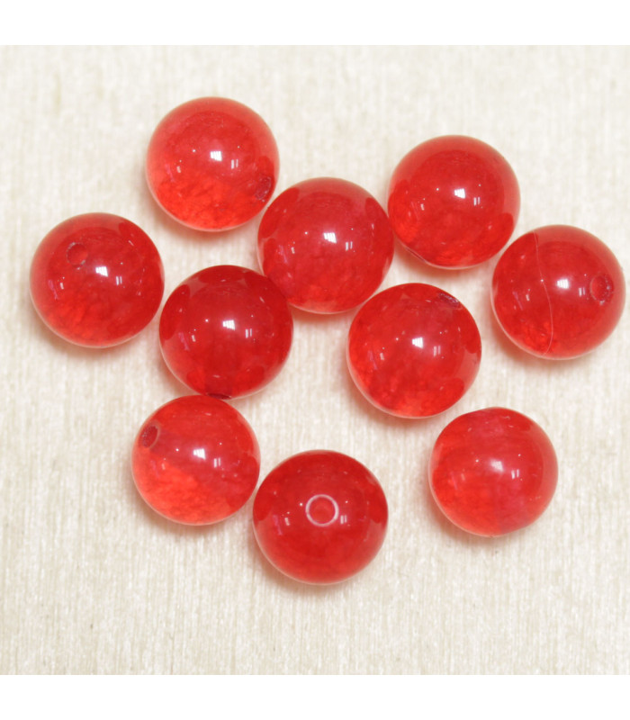 Perles en pierre naturelle ou Gemme - Jade Rouge Teintée - 4mm - Lot de 10 perles