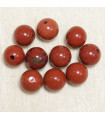 Perles en pierre naturelle ou Gemme - Jaspe Rouge - 4mm - Lot de 10 perles