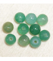 Perles en pierre naturelle ou Gemme - Agate Teintée Vert Teinté - 6mm - Lot de 10 perles