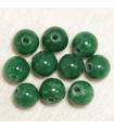 Perles en pierre naturelle ou Gemme - Jade Teintée Vert - 6mm - Lot de 10 perles