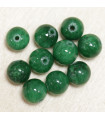 Perles en pierre naturelle ou Gemme - Jade Teintée Vert - 8mm - Lot de 10 perles