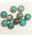 Perles en pierre naturelle ou Gemme - Jaspe Impression Vert Emeraude - 6mm - Lot de 10 perles