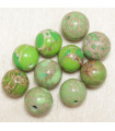 Perles en pierre naturelle ou Gemme - Jaspe Impression Vert - 10mm - Lot de 10 perles