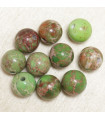 Perles en pierre naturelle ou Gemme - Jaspe Impression Vert - 8mm - Lot de 10 perles