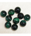 Perles en pierre naturelle ou Gemme - Oeil Du Tigre Vert Teinté - 10mm - Lot de 10 perles