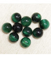 Perles en pierre naturelle ou Gemme - Oeil Du Tigre Vert Teintée - 6mm - Lot de 10 perles