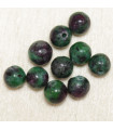 Perles en pierre naturelle ou Gemme - Rubis Zoiste - 6mm - Lot de 10 perles