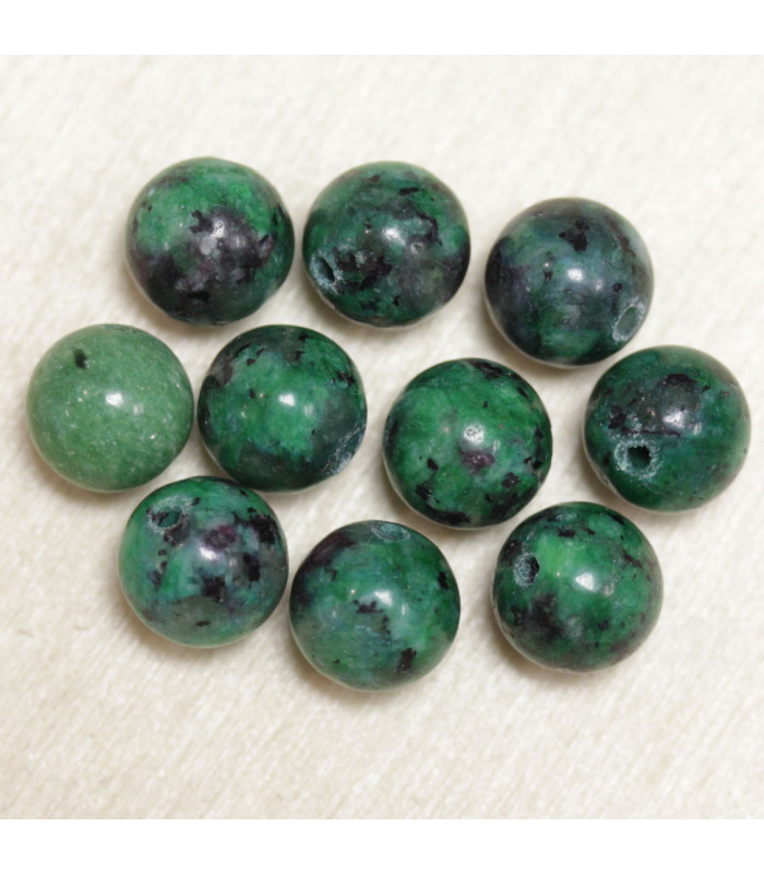 Perles en pierre naturelle ou Gemme - Rubis Zoiste - 8mm - Lot de 10 perles