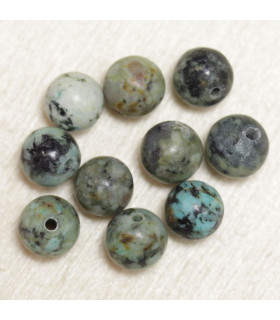 Perles en pierre naturelle ou Gemme - Turquoise d'Afrique - 6mm - Lot de 10 perles