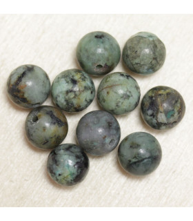 Perles en pierre naturelle ou Gemme - Turquoise d'Afrique - 8mm - Lot de 10 perles