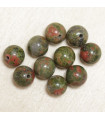 Perles en pierre naturelle ou Gemme - Unakite - 4mm - Lot de 10 perles