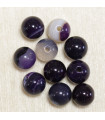 Perles en pierre naturelle ou Gemme - Agate Violet Teintée - 6mm - Lot de 10 perles
