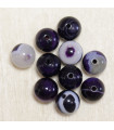 Perles en pierre naturelle ou Gemme - Agate Violet Teintée - 8mm - Lot de 10 perles
