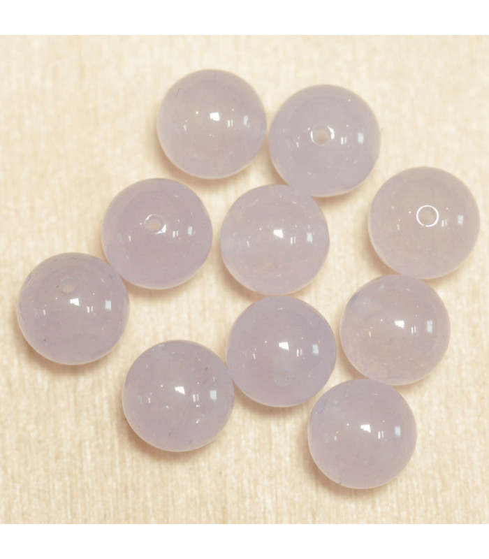 Perles en pierre naturelle ou Gemme - Jade Violet Clair Teintée - 10mm - Lot de 10 perles