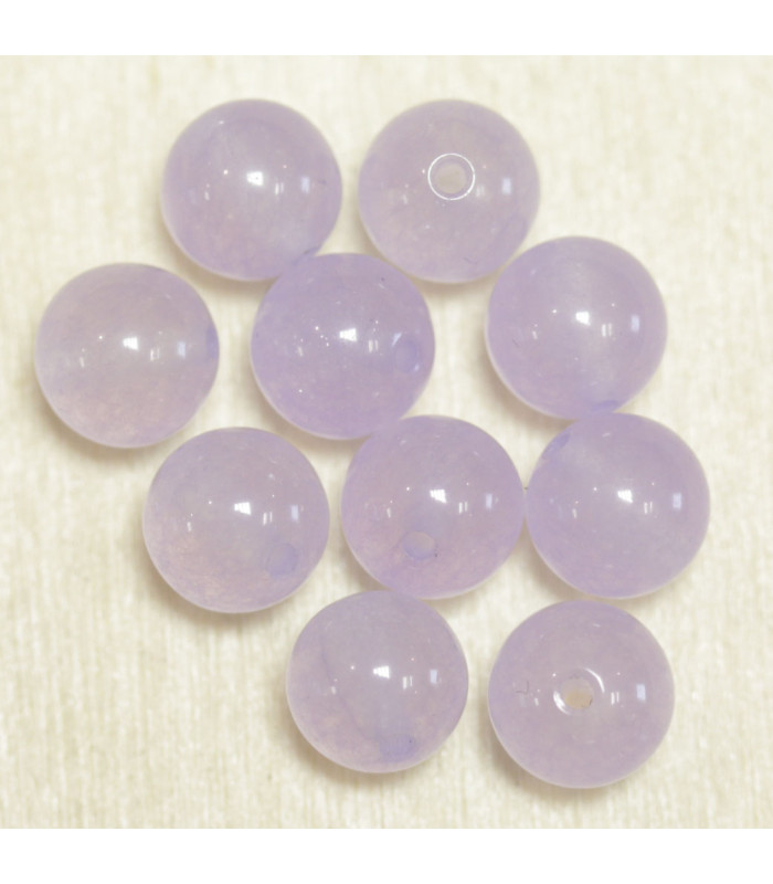 Perles en pierre naturelle ou Gemme - Jade Violet Clair Teintée - 4mm - Lot de 10 perles