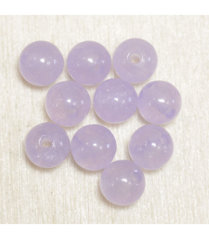 Perles en pierre naturelle ou Gemme - Jade Violet Clair Teintée - 6mm - Lot de 10 perles