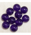 Perles en pierre naturelle ou Gemme - Jade Violet Teintée - 10mm - Lot de 10 perles