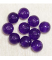 Perles en pierre naturelle ou Gemme - Jade Violet Teintée - 4mm - Lot de 10 perles