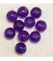 Perles en pierre naturelle ou Gemme - Jade Violet Teintée - 6mm - Lot de 10 perles