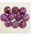 Perles en pierre naturelle ou Gemme - Jaspe Impression Violet - 10mm - Lot de 10 perles